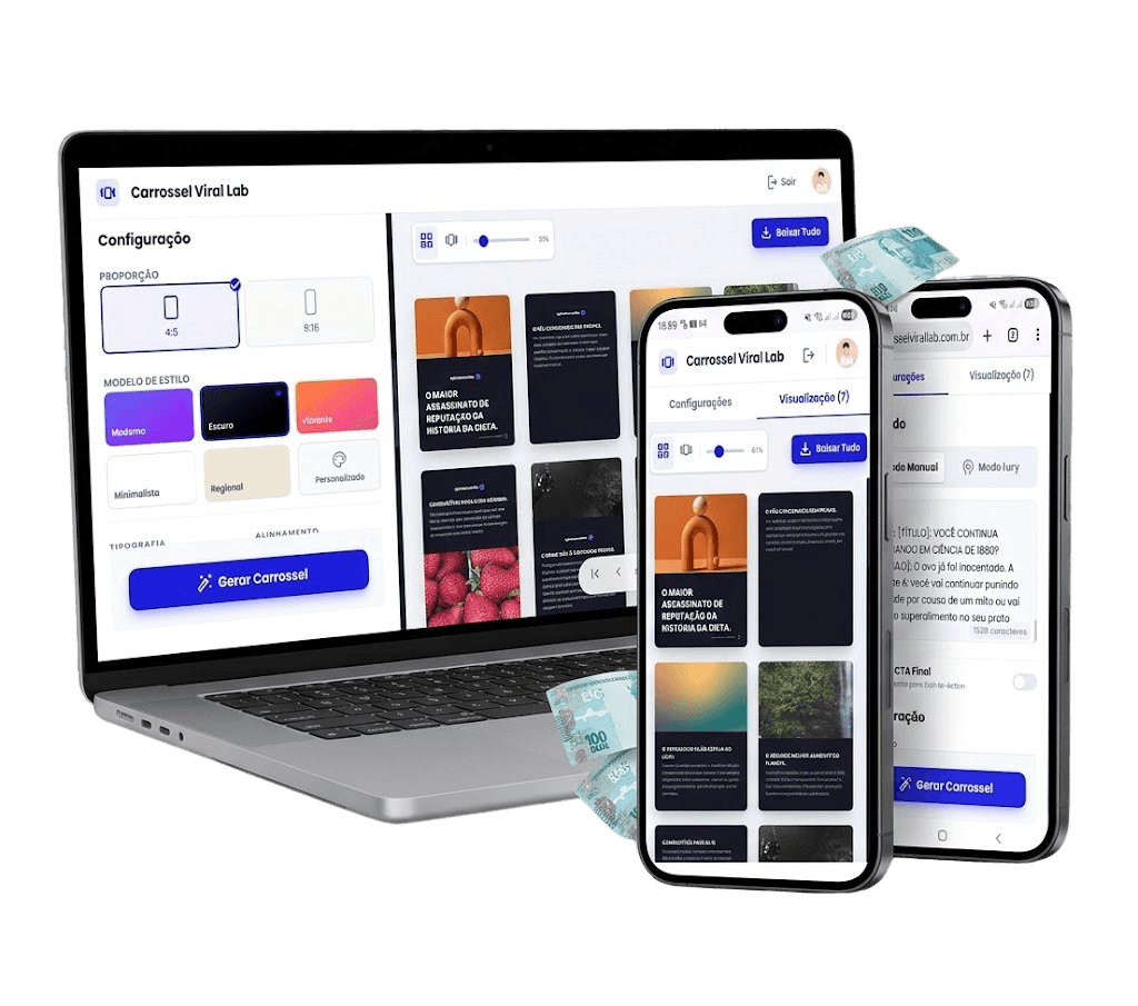 Mockup do Bundle Carrossel Viral Lab
